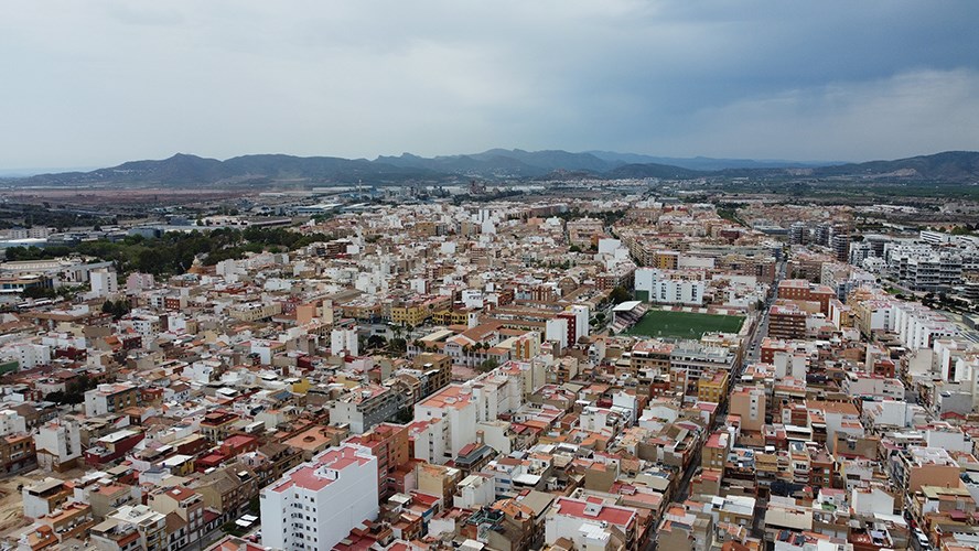 Vista aérea de nuevos desarrollos residenciales de Sagunto