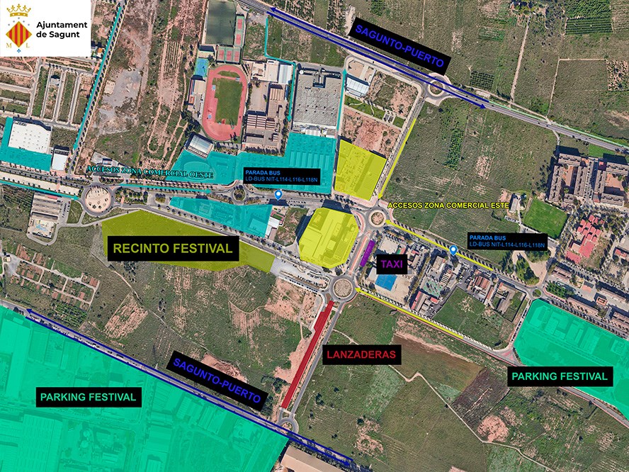 Entorno de Internúcleos preparado para el festival elrow en Sagunto