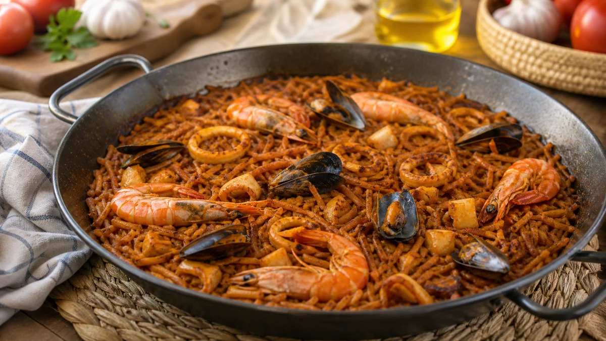 Fideuà valenciana de marisco
