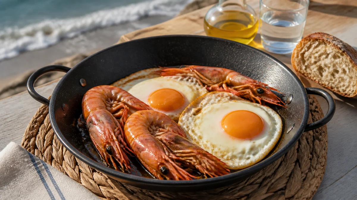 Huevos con langostinos al estilo de Canet
